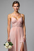 Load image into Gallery viewer, Dusty Rose A Line Chiffon V-Neck Backless Long Bridesmaid Dress