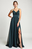 Load image into Gallery viewer, Peacock A Line Chiffon V-Neck Spaghetti Straps Long Bridesmaid Dress