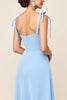 Load image into Gallery viewer, Sky Blue Sheath Satin Long Bridesmaid Dress with Slit