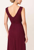 Load image into Gallery viewer, Burgundy Sheath Satin V-Neck Long Bridesmaid Dress with Slit