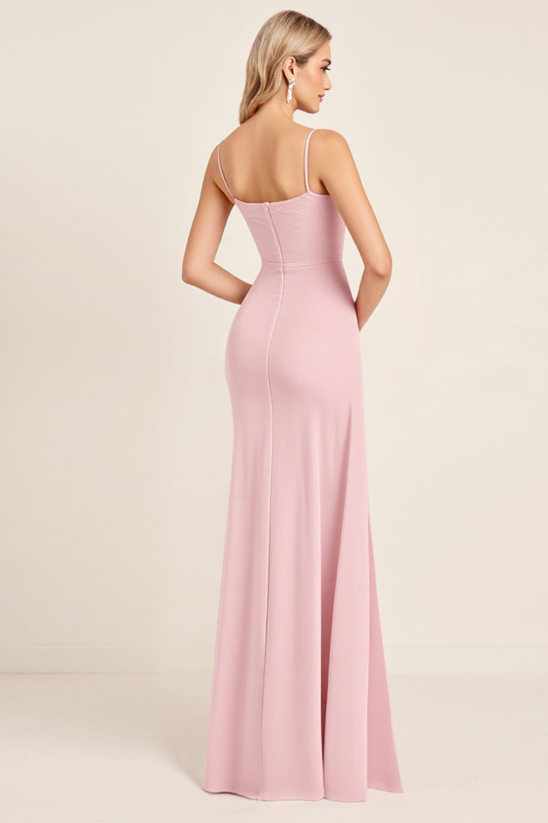 Load image into Gallery viewer, Candy Pink Sheath Satin Sweetheart Long Bridesmaid Dress