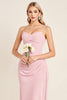 Load image into Gallery viewer, Candy Pink Sheath Satin Sweetheart Long Bridesmaid Dress