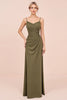 Load image into Gallery viewer, Olive Sheath Satin Backless Long Bridesmaid Dress