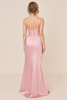 Load image into Gallery viewer, Blush Pink Sheath Satin V-Neck Long Bridesmaid Dress with Slit