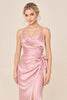 Load image into Gallery viewer, Blush Pink Sheath Satin V-Neck Long Bridesmaid Dress with Slit