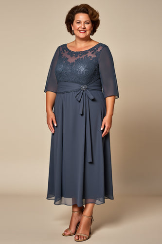 Twilight Appliqued Chiffon Long Mother of the Bride Dress