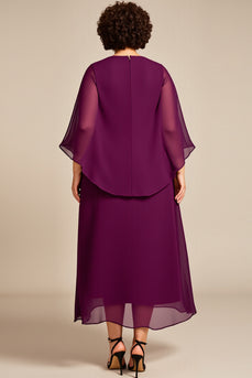 Purple A Line Keyhole Chiffon Mother of the Bride Dress