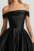 Load image into Gallery viewer, Black Off the Shoulder Satin High-Low Prom Dress