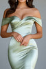 Load image into Gallery viewer, Dusty Sage Mermaid Off the Shoulder Long Prom Dress with Slit