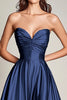 Load image into Gallery viewer, Navy Sweetheart Satin Pleated Long Prom Dress