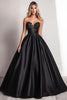 Load image into Gallery viewer, Black A Line Satin Corset Sweetheart Long Prom Dress