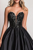 Load image into Gallery viewer, Black A Line Satin Corset Sweetheart Long Prom Dress