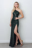 Load image into Gallery viewer, Sparkly Black Sequins One Shoulder Long Prom Dress with Slit