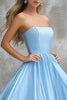 Load image into Gallery viewer, Sky Blue A Line Strapless Long Prom Dress