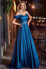 Load image into Gallery viewer, Royal Blue A Line Satin One Shoulder Pleated Long Prom Dress