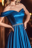 Load image into Gallery viewer, Royal Blue A Line Satin One Shoulder Pleated Long Prom Dress