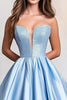 Load image into Gallery viewer, Sky Blue Ball Gown Satin Strapless V-Neck Long Prom Dress