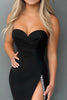 Load image into Gallery viewer, Black Mermaid Satin Sweetheart Long Prom Dress with Slit