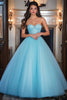 Load image into Gallery viewer, Sky Blue Ball Gown Tulle Strapless Corset Long Prom Dress