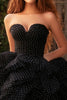 Load image into Gallery viewer, Black A Line Tulle High-Low Prom Dress with Polka Dots