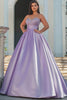 Load image into Gallery viewer, Lilac A Line Satin Strapless Long Prom Dress with Beading