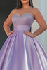 Load image into Gallery viewer, Lilac A Line Satin Strapless Long Prom Dress with Beading