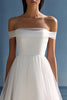 Load image into Gallery viewer, White Tulle High-Low Off the Shoulder Rehearsal Dinner Dress