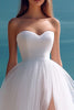 Load image into Gallery viewer, White Tulle A Line Sweetheart Long Rehearsal Dinner Dress with Slit