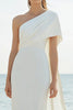 Load image into Gallery viewer, White Chiffon Sheath One Shoulder Rehearsal Dinner Dress