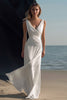 Load image into Gallery viewer, White Sheath V-Neck Chiffon Rehearsal Dinner Dress