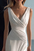 Load image into Gallery viewer, White Sheath V-Neck Chiffon Rehearsal Dinner Dress