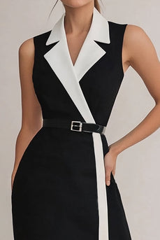 Black White Bodycon Sleeveless Knee-Length Cocktail Dress