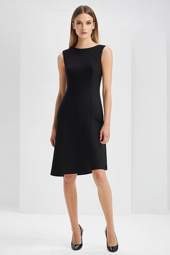 Black Bodycon Boat Neck Sleeveless Knee-Length Semi Formal Dress