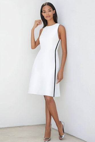 Black White A Line Sleeveless Knee-Length Semi Formal Dress