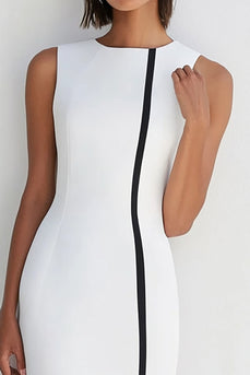 Black White Round Neck Sleeveless Knee-Length Semi Formal Dress