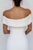 Load image into Gallery viewer, White Sheath Satin Off the Shoulder Mini Graduation Dress with Bowknot