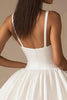 Load image into Gallery viewer, White A Line Satin V-Neck Spaghetti Straps Mini Graduation Dress