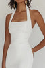 Load image into Gallery viewer, White Sheath Satin Square Neck Long Graduation Dress