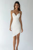 Load image into Gallery viewer, White Bodycon Satin Spaghetti Straps Midi Graduation Dress