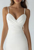 Load image into Gallery viewer, White Bodycon Satin Spaghetti Straps Midi Graduation Dress