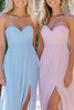 Load image into Gallery viewer, Sky Blue A Line Chiffon Sweetheart Long Bridesmaid Dress with Slit