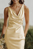 Load image into Gallery viewer, Daffodil Sheath Satin V-Neck Long Bridesmaid Dress