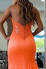 Load image into Gallery viewer, Sparkly Orange Mermaid Satin Sweetheart Long Prom Dress with Slit