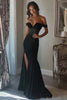 Load image into Gallery viewer, Sparkly Black Mermaid Satin Long Prom Dress with Slit