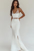 Load image into Gallery viewer, White Mermaid Satin V-Neck Rehearsal Dinner Dress with Slit