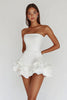 Load image into Gallery viewer, Satin White A Line Strapless Graduation Dress with Ruffles