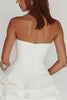 Load image into Gallery viewer, Satin White A Line Strapless Graduation Dress with Ruffles