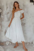 Load image into Gallery viewer, White Tulle A Line Pleated Rehearsal Dinner Dress with Ruffles