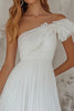 Load image into Gallery viewer, White Tulle A Line Pleated Rehearsal Dinner Dress with Ruffles