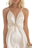 Load image into Gallery viewer, Ivory Satin Sheath V-Neck Ruched Short Graduation Dress